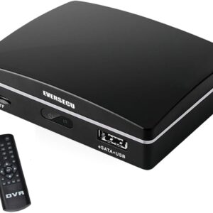 Eversecu 4ch Mini CCTV Video Recorder, Hybrid DVR/NVR Support 1080P AHD/HD-TVI/HD-CVI/CVBS and IP Cameras, Support E-Sata HDD/SD Card for Recording, with Remote View App and PC Software