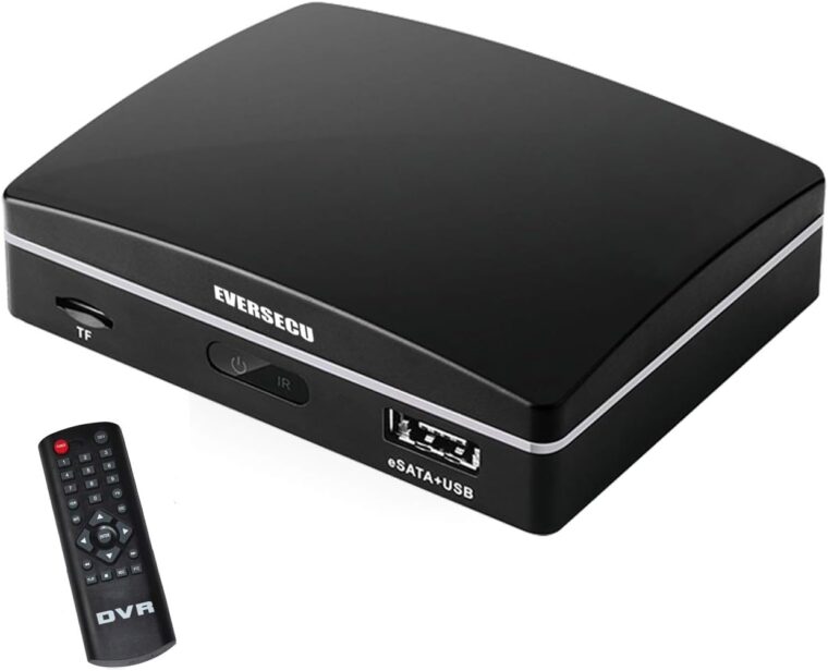 Eversecu 4ch Mini CCTV Video Recorder, Hybrid DVR/NVR Support 1080P AHD/HD-TVI/HD-CVI/CVBS and IP Cameras, Support E-Sata HDD/SD Card for Recording, with Remote View App and PC Software