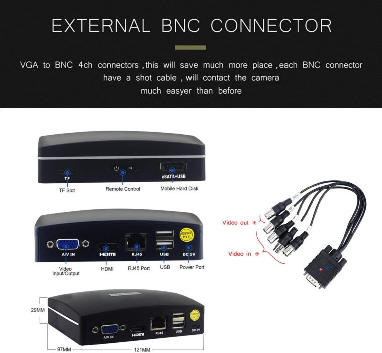 Eversecu 4ch Mini CCTV Video Recorder, Hybrid DVR/NVR Support 1080P AHD/HD-TVI/HD-CVI/CVBS and IP Cameras, Support E-Sata HDD/SD Card for Recording, with Remote View App and PC Software - Image 3
