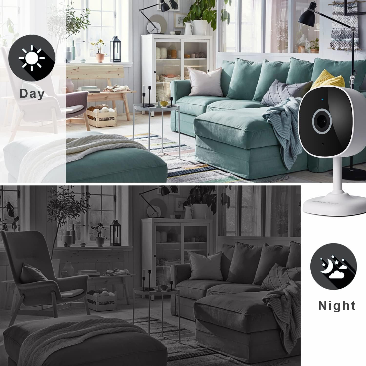 1080P Indoor Security Camera, Indoor IP Security Surveillance Camera with Night Vision, Motion Detection, 2-Way Audio, Cloud Service - Image 4