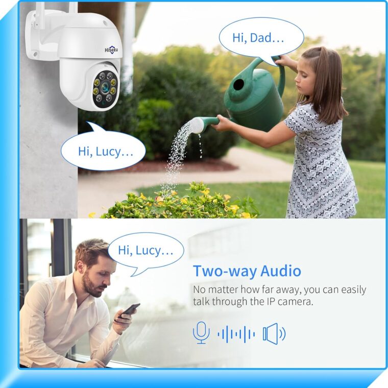 Hiseeu 2K 3MP PTZ Security Camera Outdoor,WiFi Camera, Auto Tracking&Light Alarm Floodlight & Color Night Vision,Two-Way Audio, Plug-in Cable,Compatible Wireless Camera System - Image 4