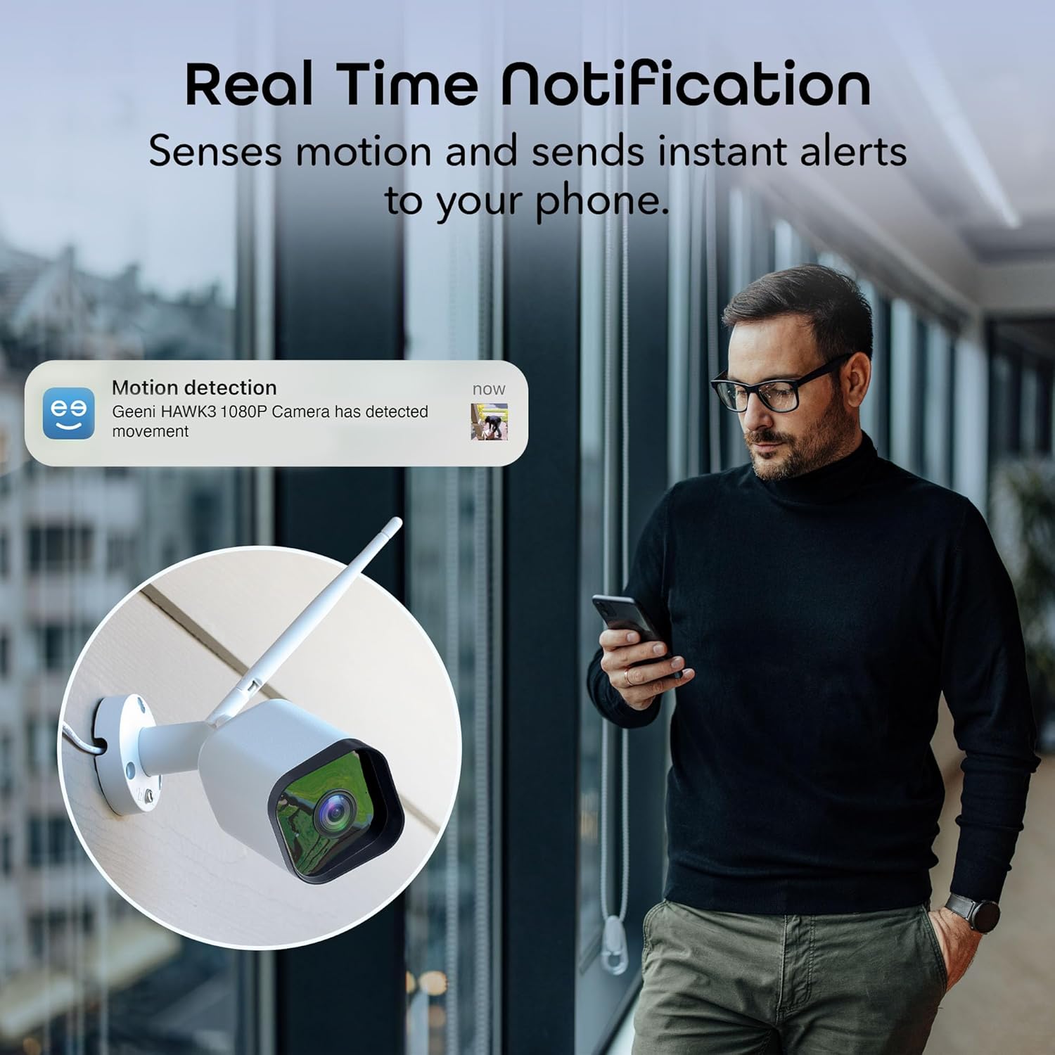 Geeni Hawk 3 1080P Outdoor Security Camera – 1-Pack Weatherproof Outdoor Cameras for Home Security Motion & Sound Detection and Night Vision, Supports Alexa & Google - Image 4