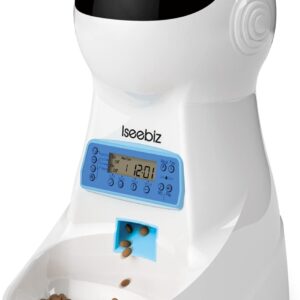 Automatic Cat Feeder, 101oz/3L Timed Cat Feeder for Dry Food with Anti-Clog Design, Up to 4 Meals with Portion Control, Dual Power Supply &10s Voice Recorder for Small Medium Cats Dogs