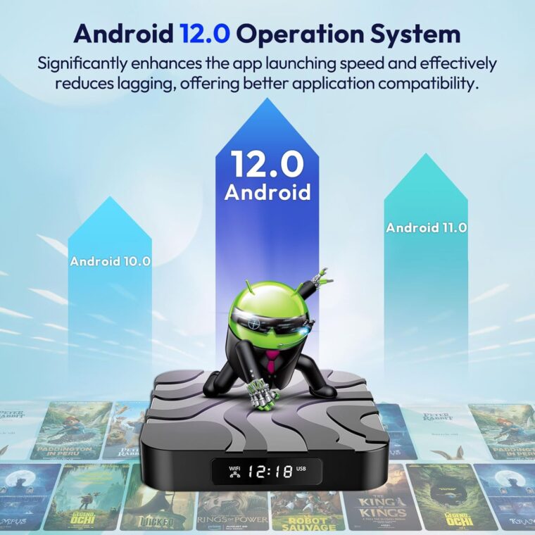 EASYTONE Android 12.0 TV Box 4GB RAM 64GB ROM, Android Box 2025 H618 Quad-Core CPU 6K TV Box with 4K 6K 2.4/5G Dual-WiFi 3D HDR10+ Bluetooth 4.0 USB 2.0 Smart Box for TV - Image 2