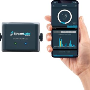 Smart Home Water Monitor Leak Detector with Wi-Fi – No Pipe Cutting, 5-Minute Install, Real-Time Phone Alerts – Fits 3/4" or 1" Pipes. Compatible with Alexa and Google Assistant
