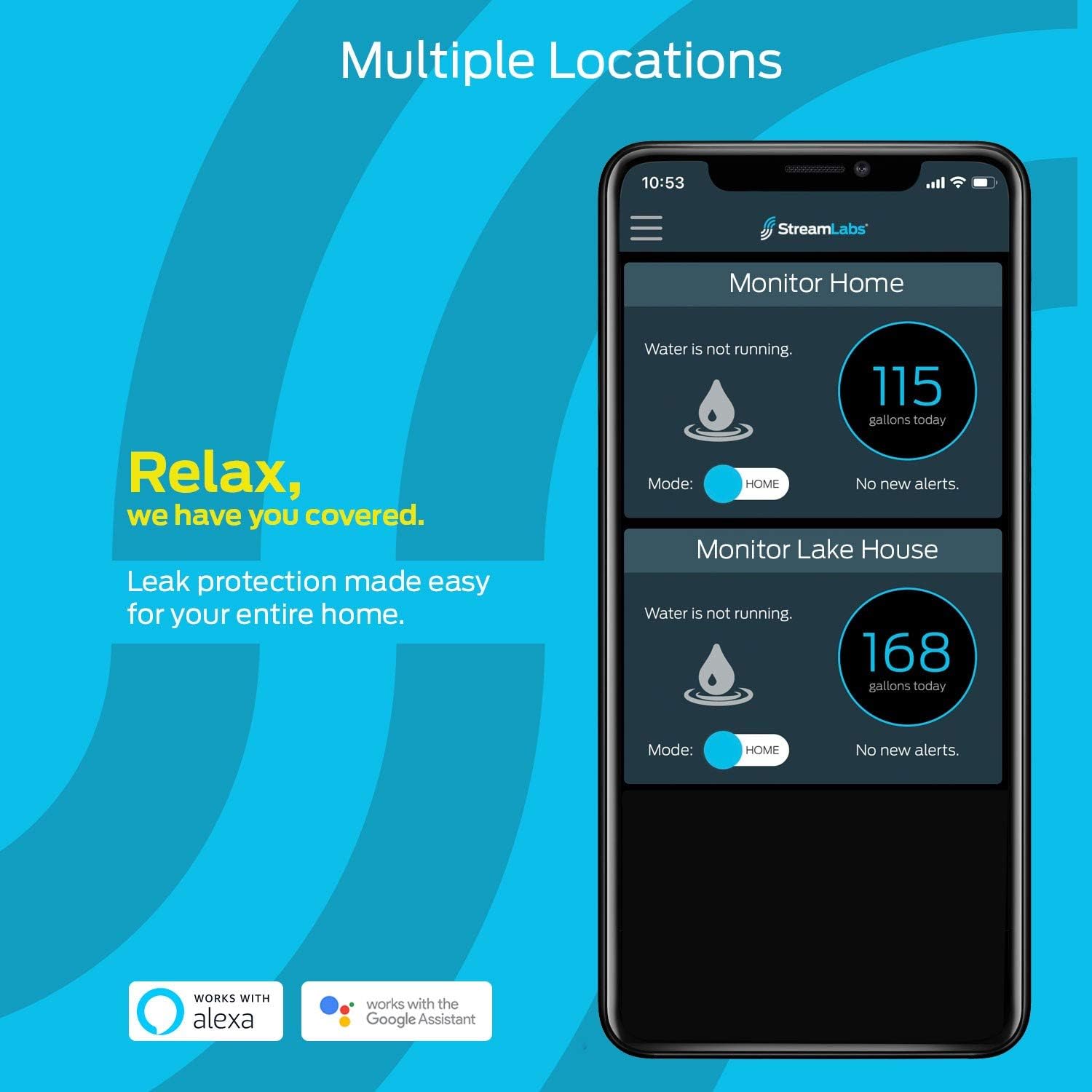 Smart Home Water Monitor Leak Detector with Wi-Fi – No Pipe Cutting, 5-Minute Install, Real-Time Phone Alerts – Fits 3/4" or 1" Pipes. Compatible with Alexa and Google Assistant - Image 2