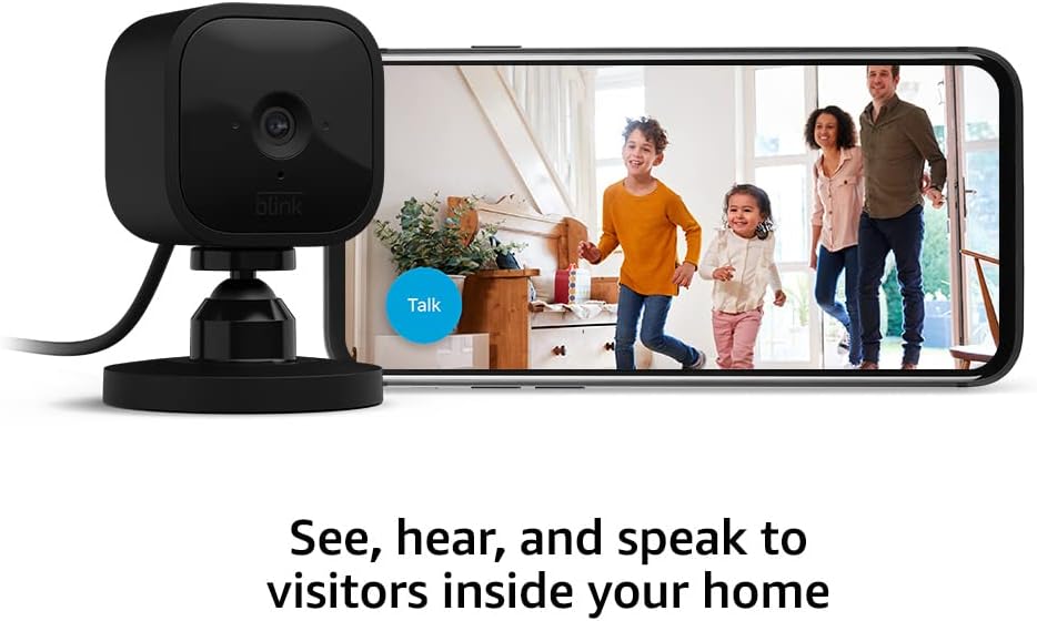 Blink Mini - Compact indoor plug-in smart security camera, 1080p HD video, night vision, motion detection, two-way audio, easy set up, Works with Alexa – 2 cameras (Black) - Image 3