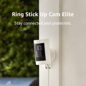 Ring Stick Up Cam Elite, Indoor/Outdoor Power HD Security Camera with Two-Way Talk, Night Vision, Works with Alexa - White