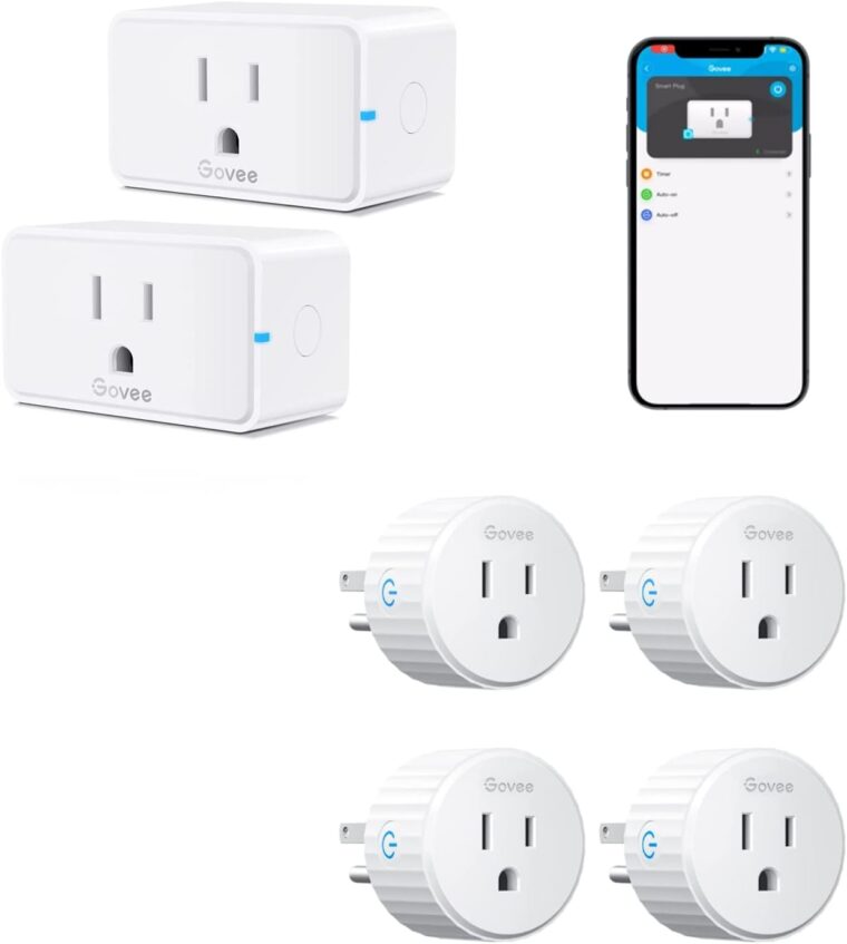 Govee Smart Plug, WiFi Bluetooth Outlets 2 Pack Work with Alexa and Google Assistant Bundle with Govee Smart Plug, WiFi Plugs Work with Alexa & Google Assistant, Smart Outlet with Timer & Group