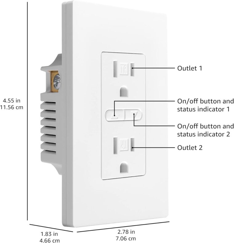 Amazon Basics Smart In-Wall Outlet, Works with Alexa Only, 15 Amps, 2.4 GHz Wi-Fi, No Hub Required, White - Image 3