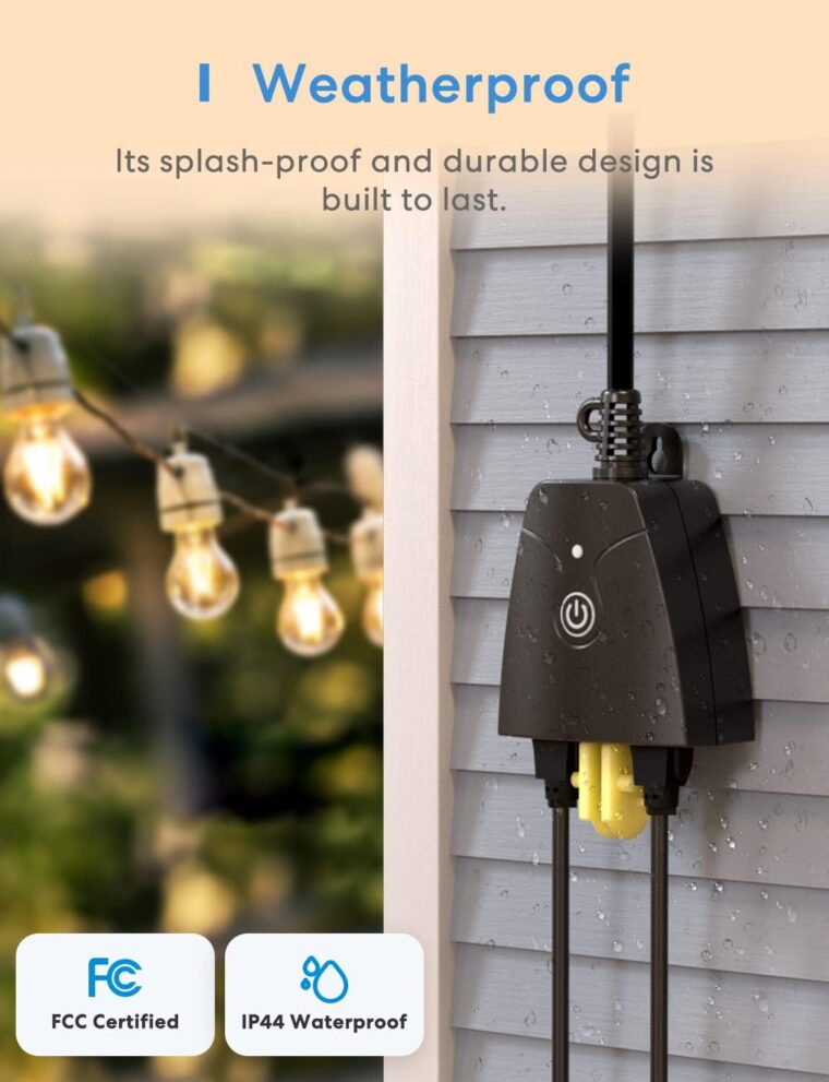 meross Outdoor Smart Plug Compatible with Apple HomeKit, Siri, Alexa, Google Assistant and SmartThings, Waterproof Outdoor Outlet, Remote & Voice Control, Timer, FCC and ETL Certified - Image 5