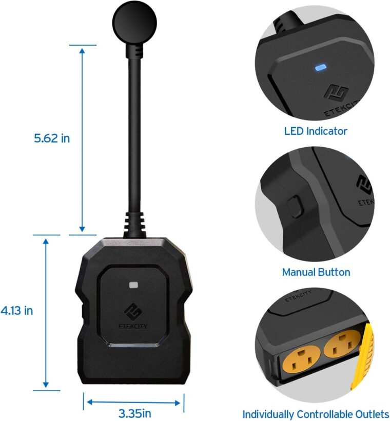 Etekcity ESO15-TB Outdoor Smart Plug WiFi Outlet with 2 Sockets, Works with Alexa & Google Home, Wireless Remote Control, Energy Monitoring & Timer Function, Waterproof, FCC and ETL Listed, Black - Image 8