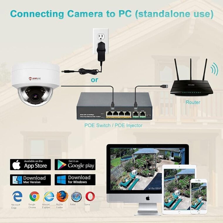 Anpviz 4MP PoE IP Dome Camera with Microphone/Audio, IP Security Camera Outdoor Indoor, 98ft Night Vision, IP66 Waterproof, 2.8mm Wide Angle Lens, 24/7 Recording, Not PTZ, NDAA Complaint (U Series) - Image 6