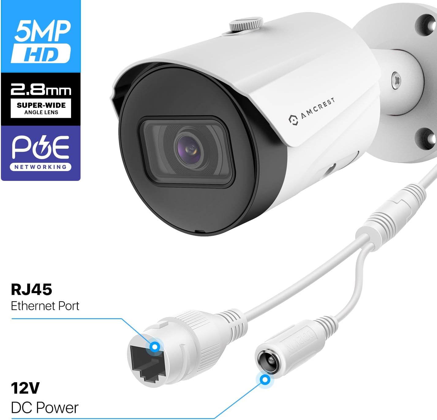 Amcrest UltraHD 5MP Outdoor POE Camera 2592 x 1944p Bullet IP Security Camera, Outdoor IP67 Waterproof, 103° Viewing Angle, 2.8mm Lens, 98.4ft Night Vision, 5-Megapixel, IP5M-B1186EW-28MM (White) - Image 8