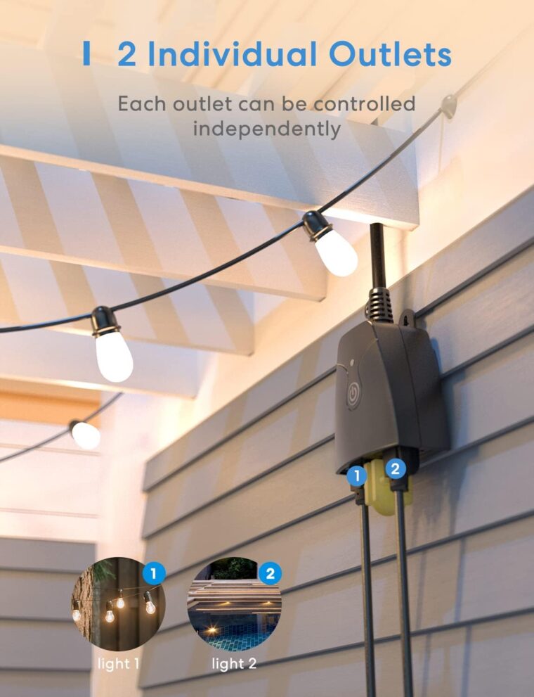 meross Outdoor Smart Plug Compatible with Apple HomeKit, Siri, Alexa, Google Assistant and SmartThings, Waterproof Outdoor Outlet, Remote & Voice Control, Timer, FCC and ETL Certified - Image 6