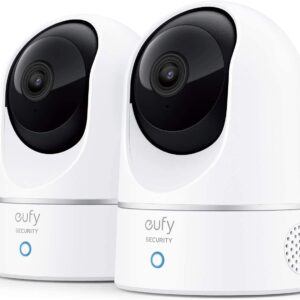 eufy Security Indoor Cam E220 2-Cam Kit, 2K Security Indoor Camera Pan & Tilt, Plug-in Camera with Wi-Fi, Human & Pet AI, Voice Assistant Compatibility, Motion Tracking, Homebase 3 Compatible