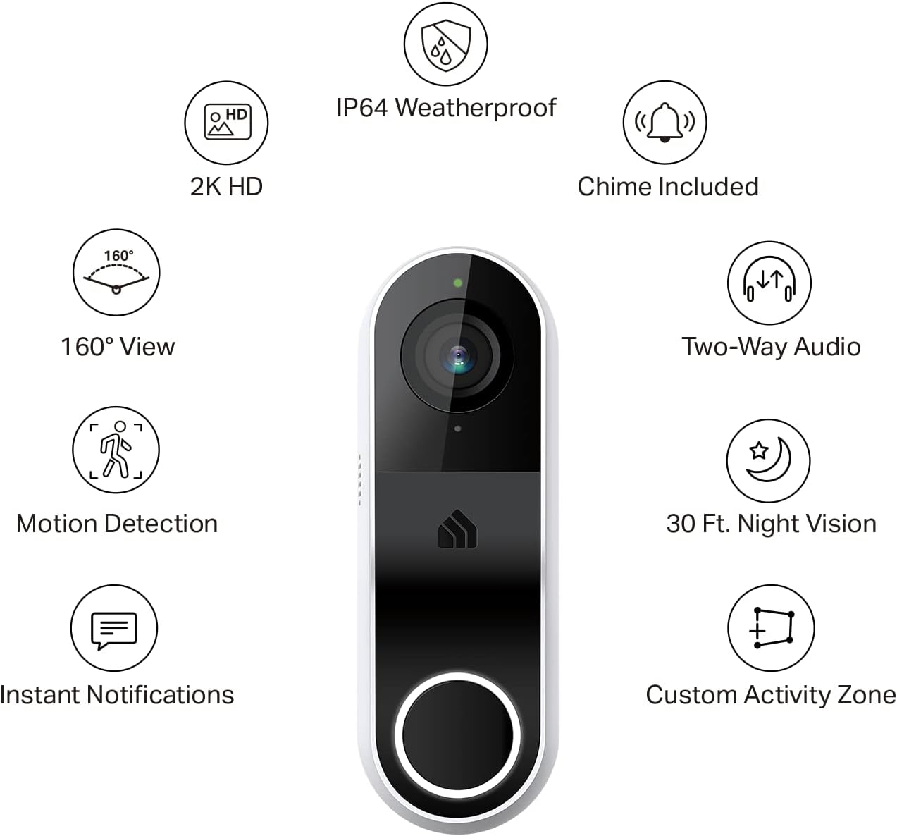 Kasa Smart Video Doorbell Camera Hardwired w/Chime, 2K Resolution, Always-on Power, Night Vision, 2-Way Audio, Real-Time Notification, Cloud & SD Card Storage, Works w/Alexa & Google Home (KD110) - Image 2