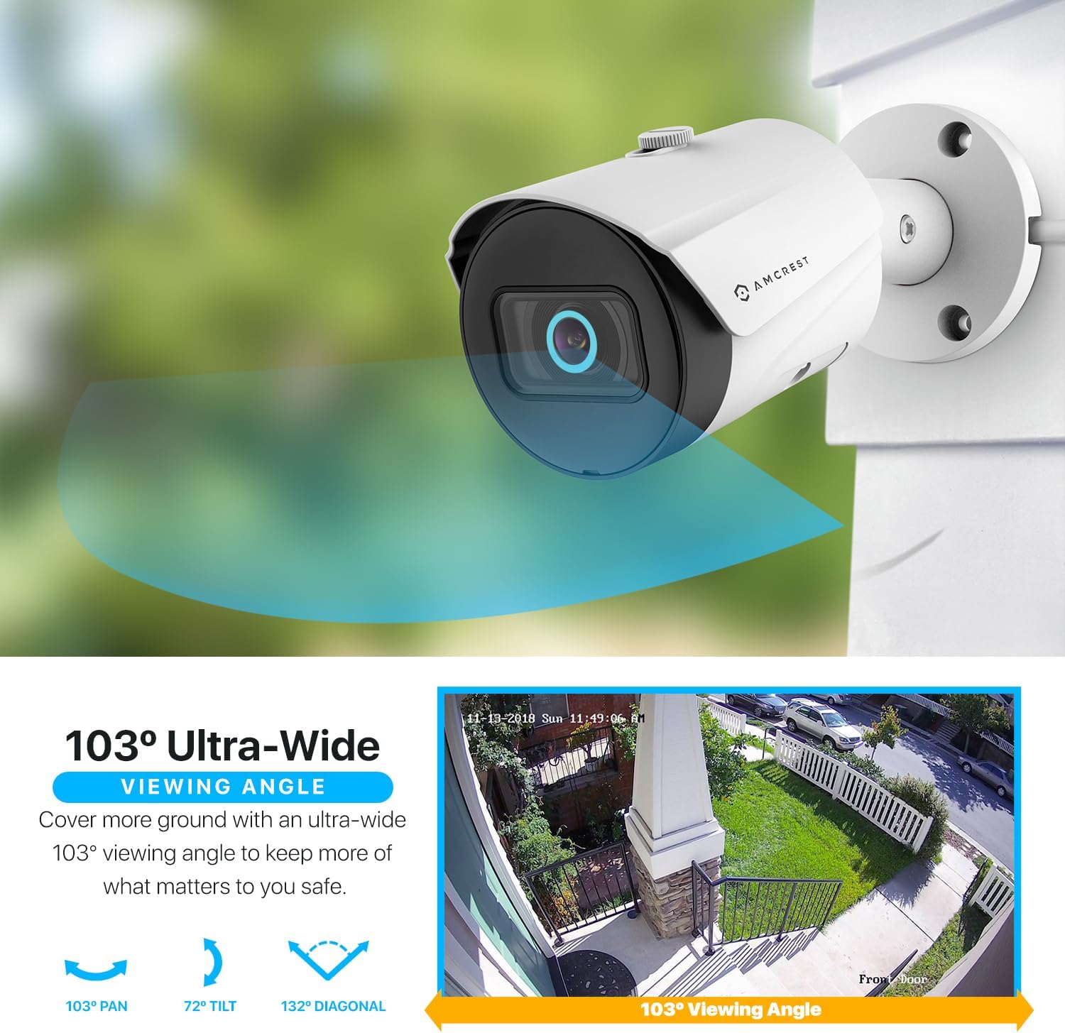 Amcrest UltraHD 5MP Outdoor POE Camera 2592 x 1944p Bullet IP Security Camera, Outdoor IP67 Waterproof, 103° Viewing Angle, 2.8mm Lens, 98.4ft Night Vision, 5-Megapixel, IP5M-B1186EW-28MM (White) - Image 3