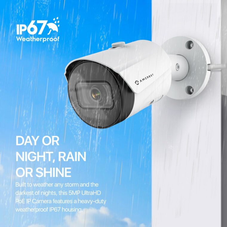 Amcrest UltraHD 5MP Outdoor POE Camera 2592 x 1944p Bullet IP Security Camera, Outdoor IP67 Waterproof, 103° Viewing Angle, 2.8mm Lens, 98.4ft Night Vision, 5-Megapixel, IP5M-B1186EW-28MM (White) - Image 5