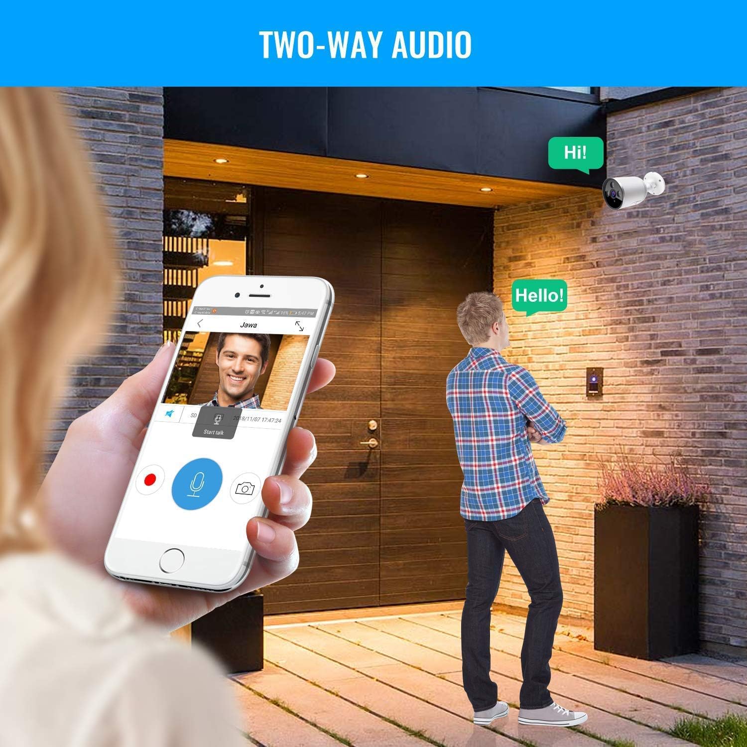 Outdoor WiFi Security Camera, 1080P Wireless Night Vision Security Cameras with Two-Way Audio,Cloud Storage, IP66 Waterproof, Motion Detection, Activity Alert, Deterrent Alarm (Only 2.4G Wifi) - Image 5