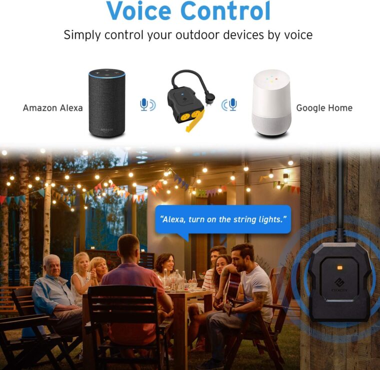 Etekcity ESO15-TB Outdoor Smart Plug WiFi Outlet with 2 Sockets, Works with Alexa & Google Home, Wireless Remote Control, Energy Monitoring & Timer Function, Waterproof, FCC and ETL Listed, Black - Image 2