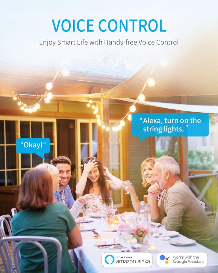 Outdoor WiFi Outlet, Outdoor Plug with 3 Ground Outlets, Compatible with Amazon Alexa, Google Assistant, Remote Control Outdoor Light Timer Outlet Waterproof, FCC Certified - Image 4