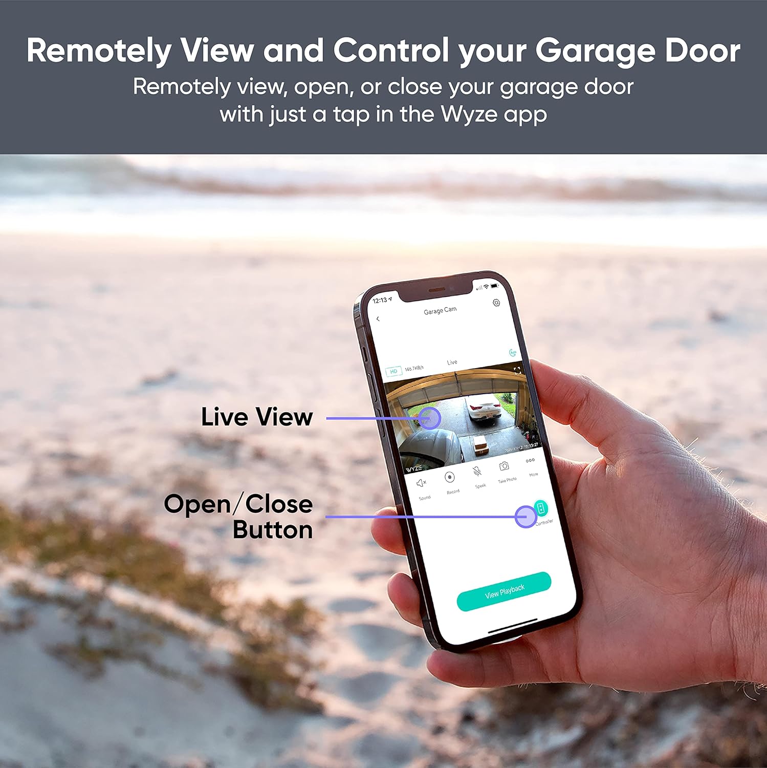Wyze Smart Garage Door Opener w/built-in HD Video, Remotely Control Garage Door, 1080p HD Video w/Color Night Vision, Two-Way Audio - Image 3