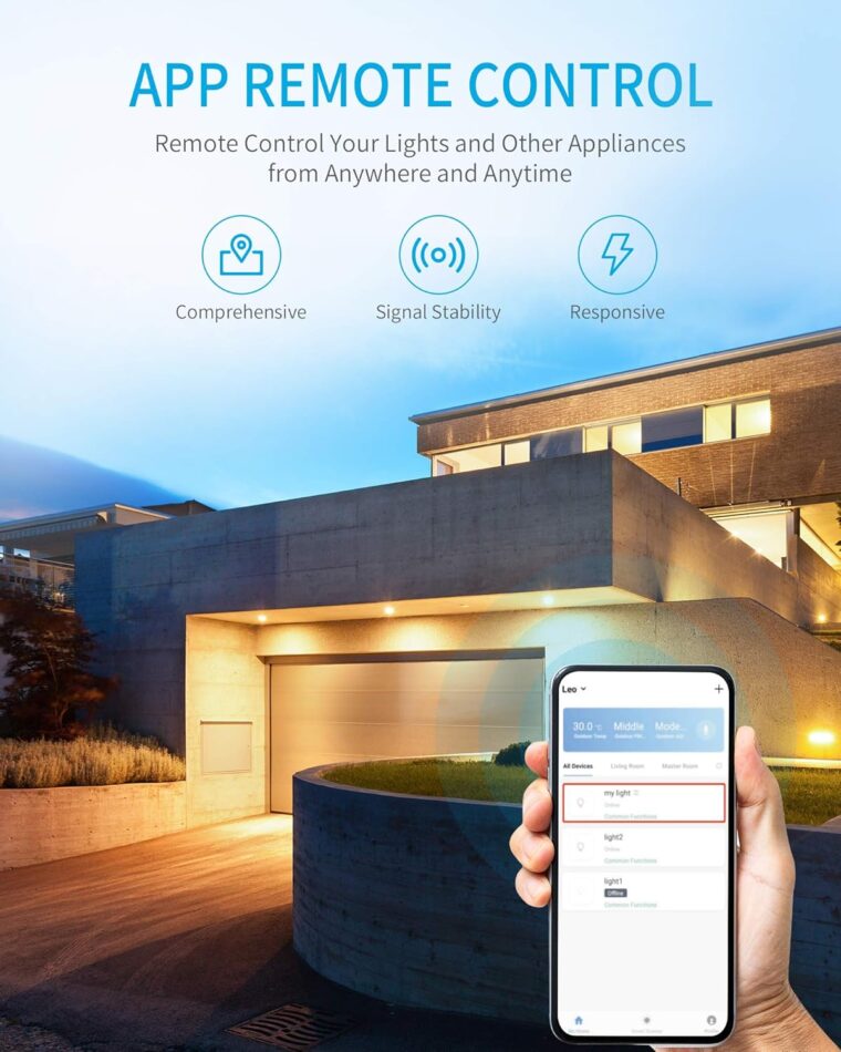 Outdoor WiFi Outlet, Outdoor Plug with 3 Ground Outlets, Compatible with Amazon Alexa, Google Assistant, Remote Control Outdoor Light Timer Outlet Waterproof, FCC Certified - Image 3