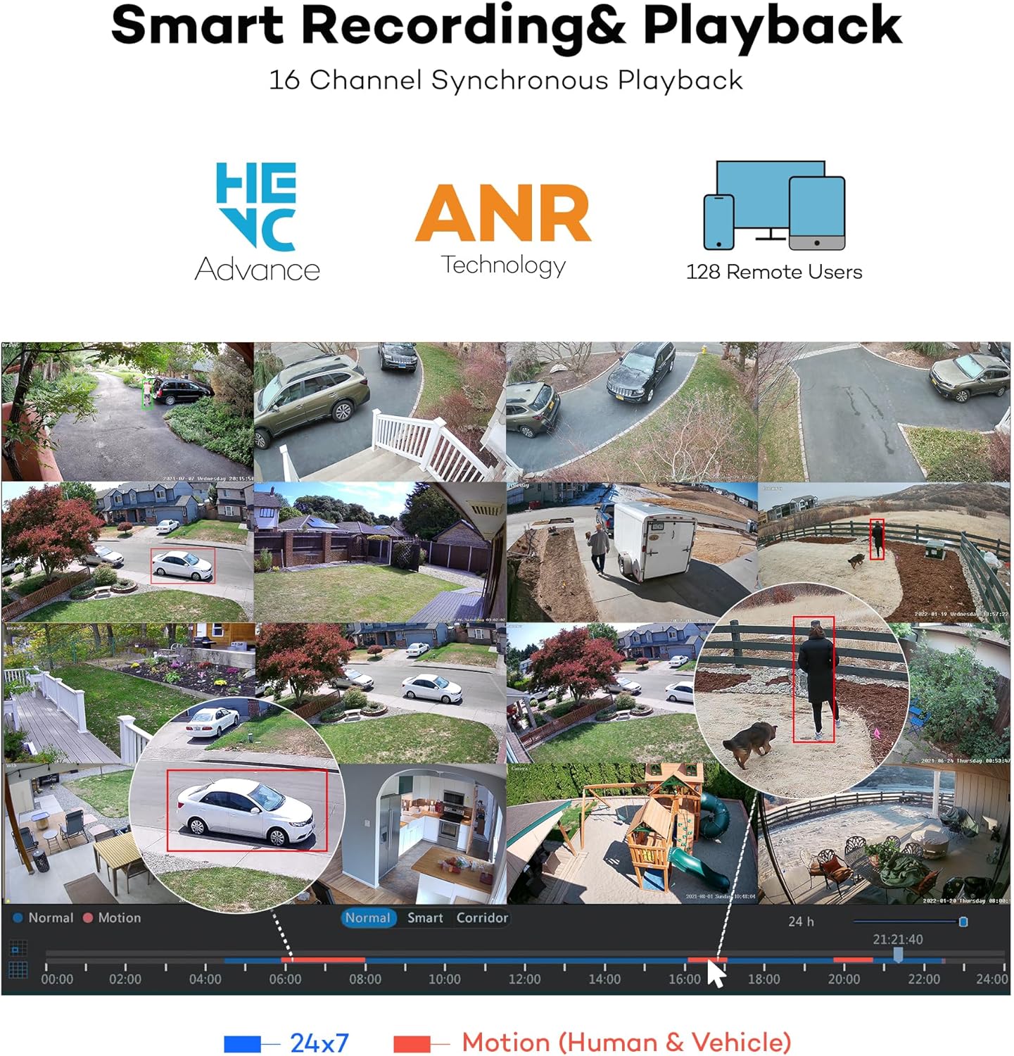 ONWOTE NVR PoE Security Camera System 4K, 16 Channel 6K 12MP Commercial NVR 4TB, 8X 8MP 134° Wired Outdoor IP Cameras with Audio, AI Detection, 8X Cables (Total 480ft), CCTV Kits for Home Businesses - Image 8