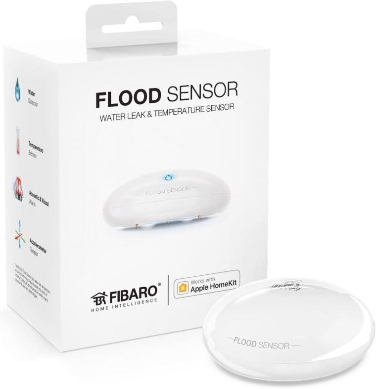 Fibaro FGBHFS-101 Flood, Water & Temperature Sensor Homekit enabled water leakage detector, white