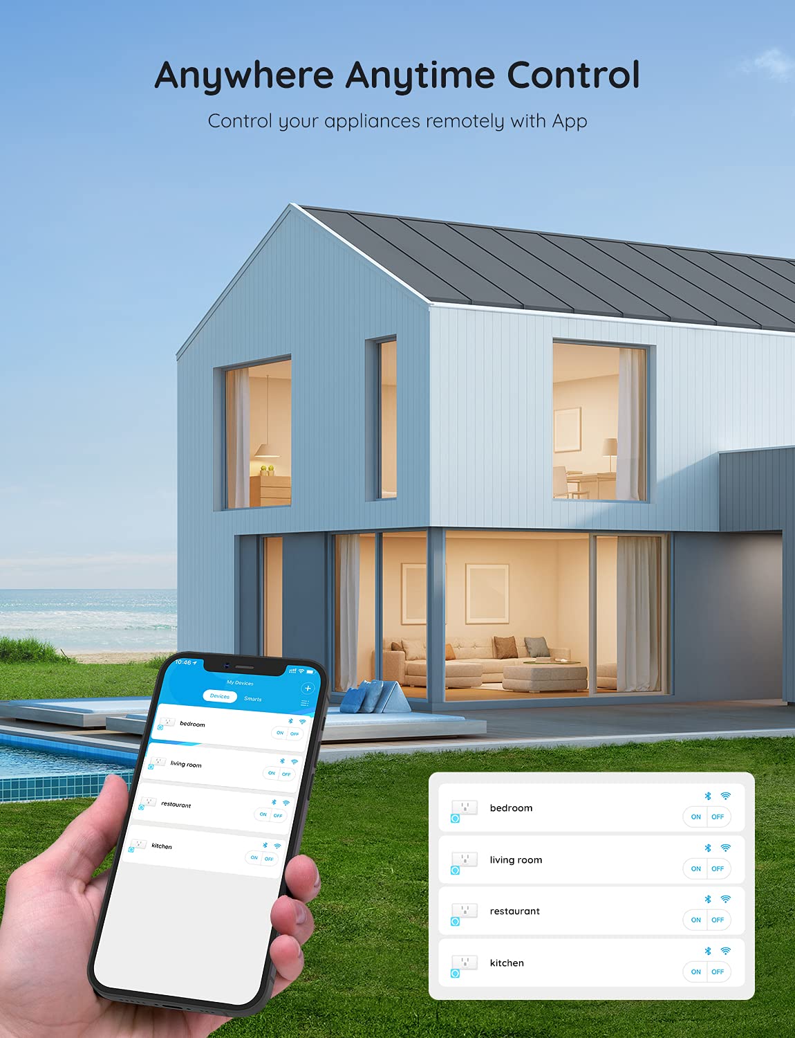 Govee Smart Plug 15A, WiFi Bluetooth Outlet 1 Pack Work with Alexa and Google Assistant, WiFi Plugs with Multiple Timers, Govee Home APP Group Control Remotely, No Hub Required, ETL&FCC Certified - Image 5