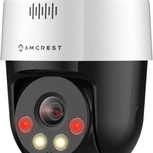 Amcrest 5MP UltraHD Mini AI Outdoor IP PoE Camera, Pan/Tilt Security IP Camera with Two-Way Audio, 98ft Full Color Night Vision, Active Deterrents, 5-Megapixel, Wide 104.8° FOV, IP5M-1190EW (White)
