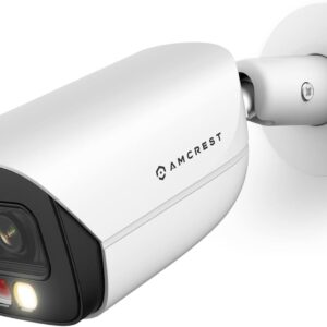 Amcrest 5MP IP PoE AI Camera w/ 49ft Color Night Vision, Security Outdoor Bullet Camera, Built-in Microphone, Human & Vehicle Detection, Active Deterrent, 129° FOV, 5MP@20fps IP5M-B1276EW-AI (White)