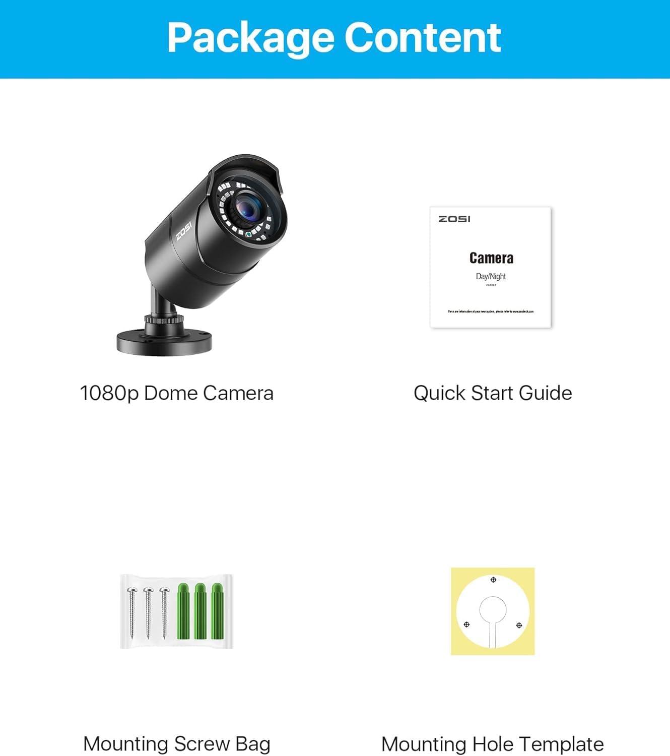 ZOSI 1080P 1920TVL Security Camera Outdoor Indoor,Hybrid 4-in-1 TVI/CVI/AHD/960H CVBS Bullet Cam for Analog Home Office Surveillance DVR CCTV System,IP67 Weatherproof,120ft IR Night Vision,Black - Image 9