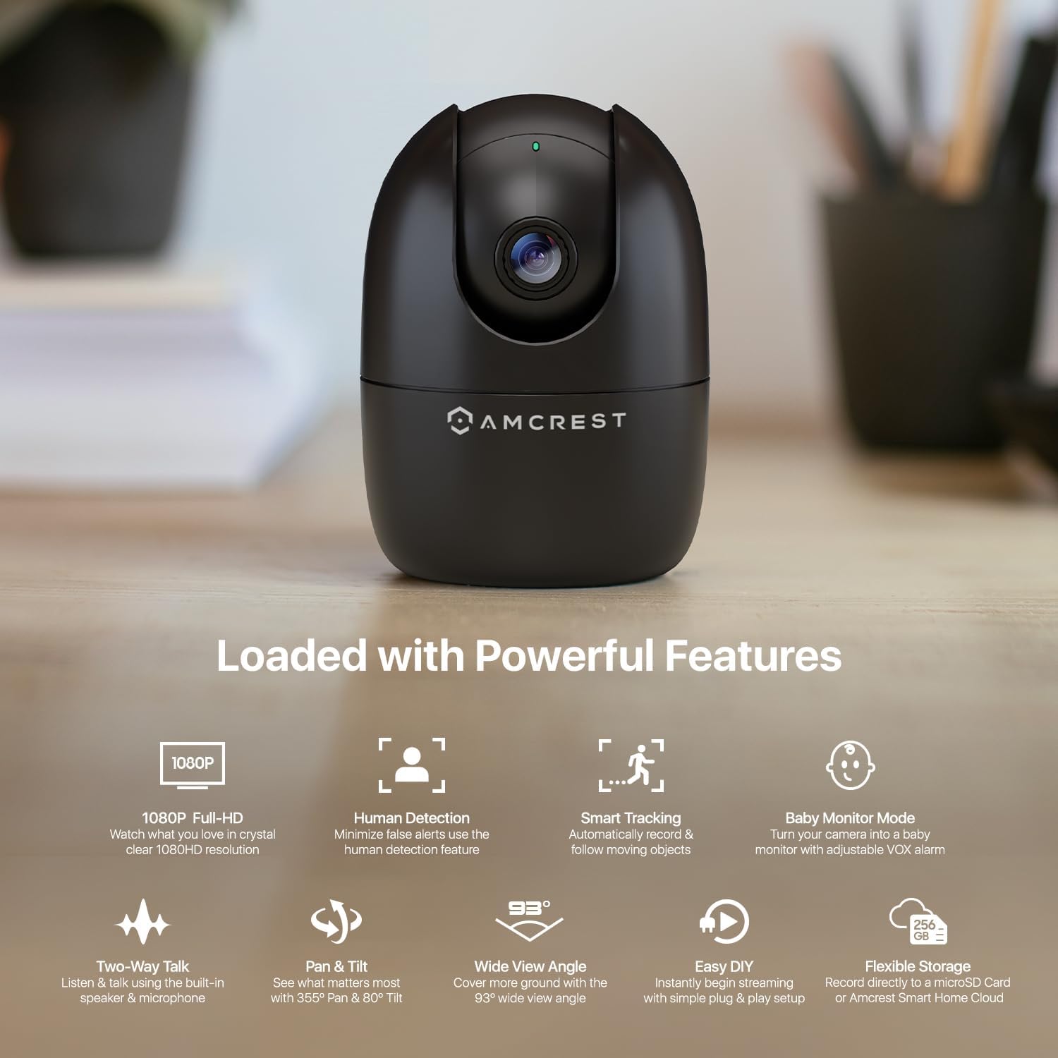 Amcrest 1080P WiFi Camera Indoor, Nanny Cam, Dog Camera, Sound & Baby Monitor, Human & Pet Detection, Motion-Tracking, 2.4Ghz Only, Pan/Tilt Wireless IP Camera, Night Vision, Smart Home ASH21-B - Image 2