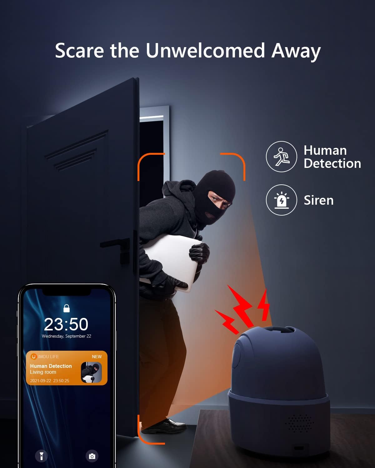 Imou 2K WiFi Security Camera Indoor Pet Dog Baby Camera with AI Human/Motion/Sound Detection, 360° Wireless IP Home Security Camera, Smart Tracking, Siren, Night Vision, 2-Way Audio, Works with Alexa - Image 6