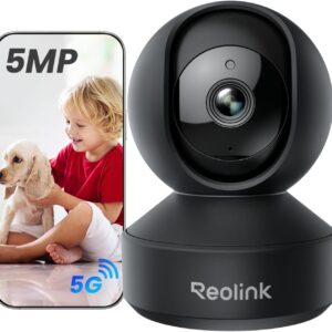 REOLINK E1 Pro(Black) 3K PT Wi-Fi Indoor Camera for Baby & Pet Monitoring, Auto Tracking, 5MP Night Vision Enhanced by F1.6 Aperture, Person/Pet/Baby Crying Detection, 2.4/5GHz Wi-Fi, Two-Way Audio