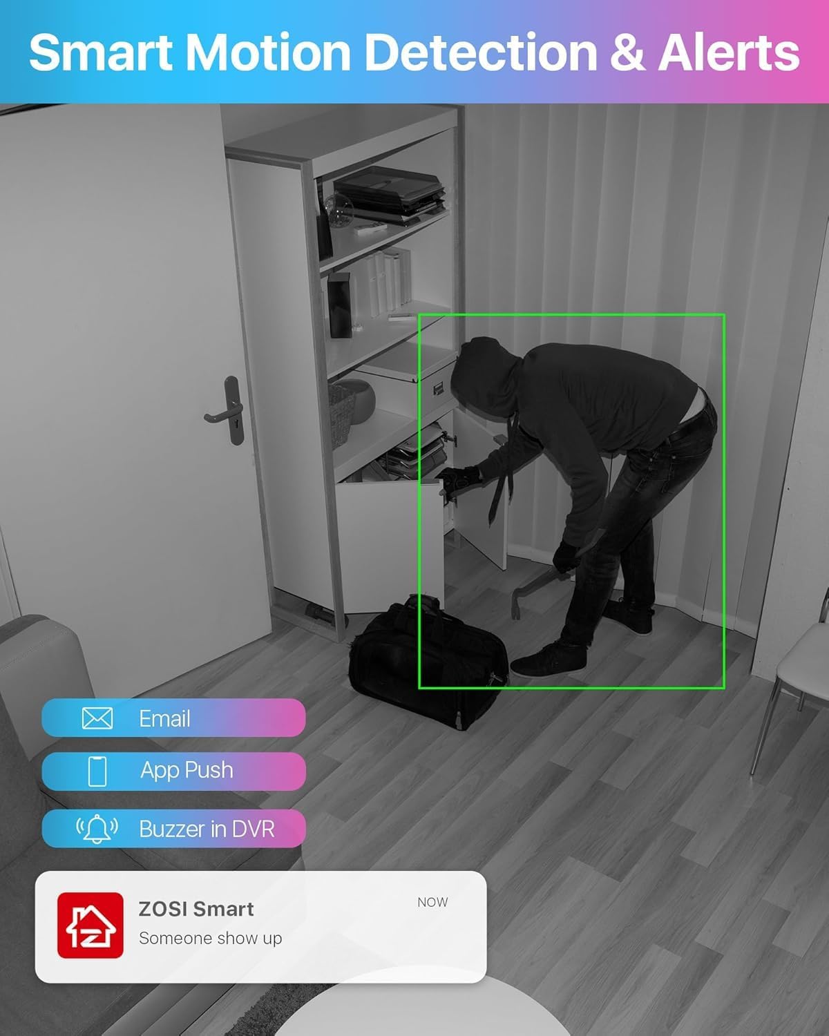 ZOSI 3K Lite Security Camera System with 1TB Hard Drive,AI Human/Vehicle Detection,Night Vision,H.265+ 8Channel HD TVI DVR Recorder,4pcs 1080P HD 1920TVL Indoor Outdoor Surveillance CCTV Dome Cameras - Image 3