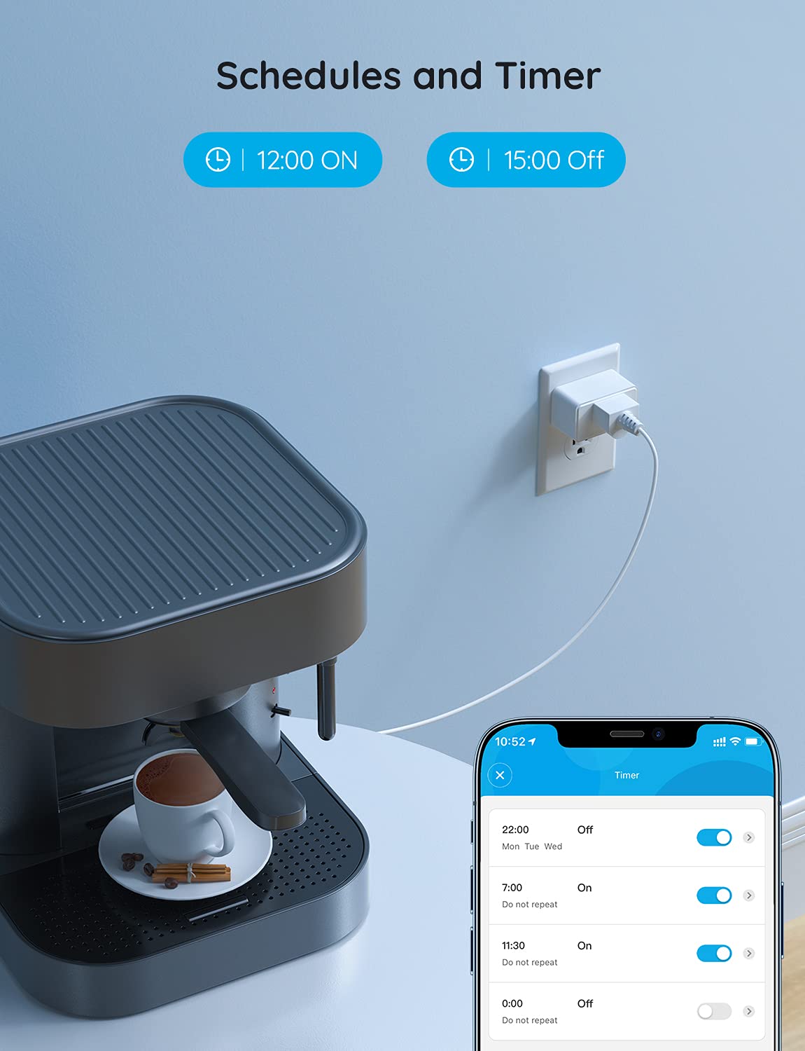 Govee Smart Plug 15A, WiFi Bluetooth Outlet 1 Pack Work with Alexa and Google Assistant, WiFi Plugs with Multiple Timers, Govee Home APP Group Control Remotely, No Hub Required, ETL&FCC Certified - Image 9