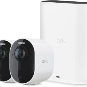 Arlo Ultra 2 Spotlight Camera 4K HDR (2 Cameras, SmartHub Included & Required) | Wireless Home Security Camera | Color Night Vision, Motion Sensor, 180º View, 2-Way Audio, White