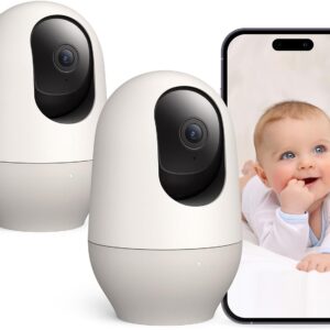 nooie Baby Monitor with Camera 2 Pack,WiFi Baby Monitor Camera,360-degree1080P,Smart Baby Camera with Motion Tracking,Night Vision,Two Way Audio&Sound Detection,Works with Alexa,SD Card and Cloud