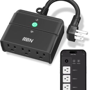 HBN Outdoor Smart Plug,Wi-Fi Heavy Duty Outlet with 3 Independent Outlets,Compatible with Alexa and Google Assistant,IP44 Waterproof,Voice & APP Control Outlet,No Hub Required,ETL Listed