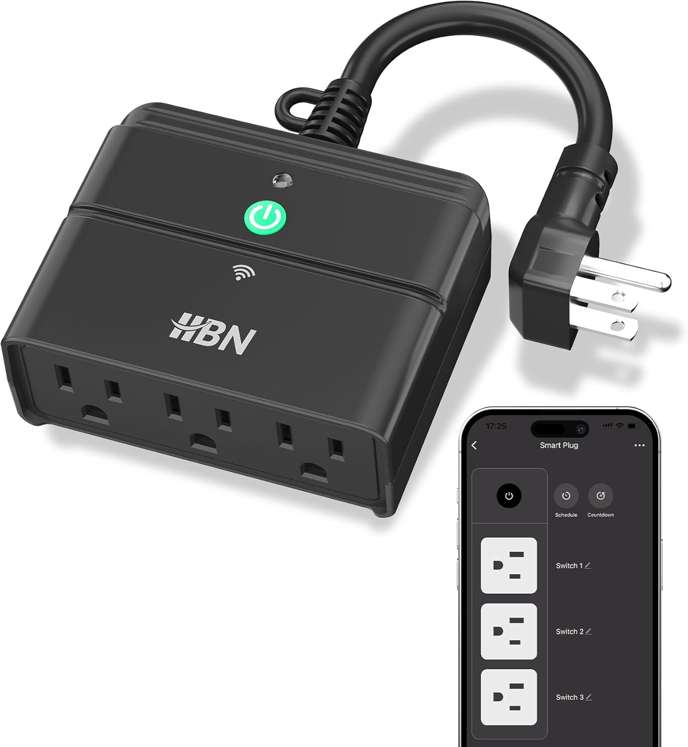 HBN Outdoor Smart Plug,Wi-Fi Heavy Duty Outlet with 3 Independent Outlets,Compatible with Alexa and Google Assistant,IP44 Waterproof,Voice & APP Control Outlet,No Hub Required,ETL Listed