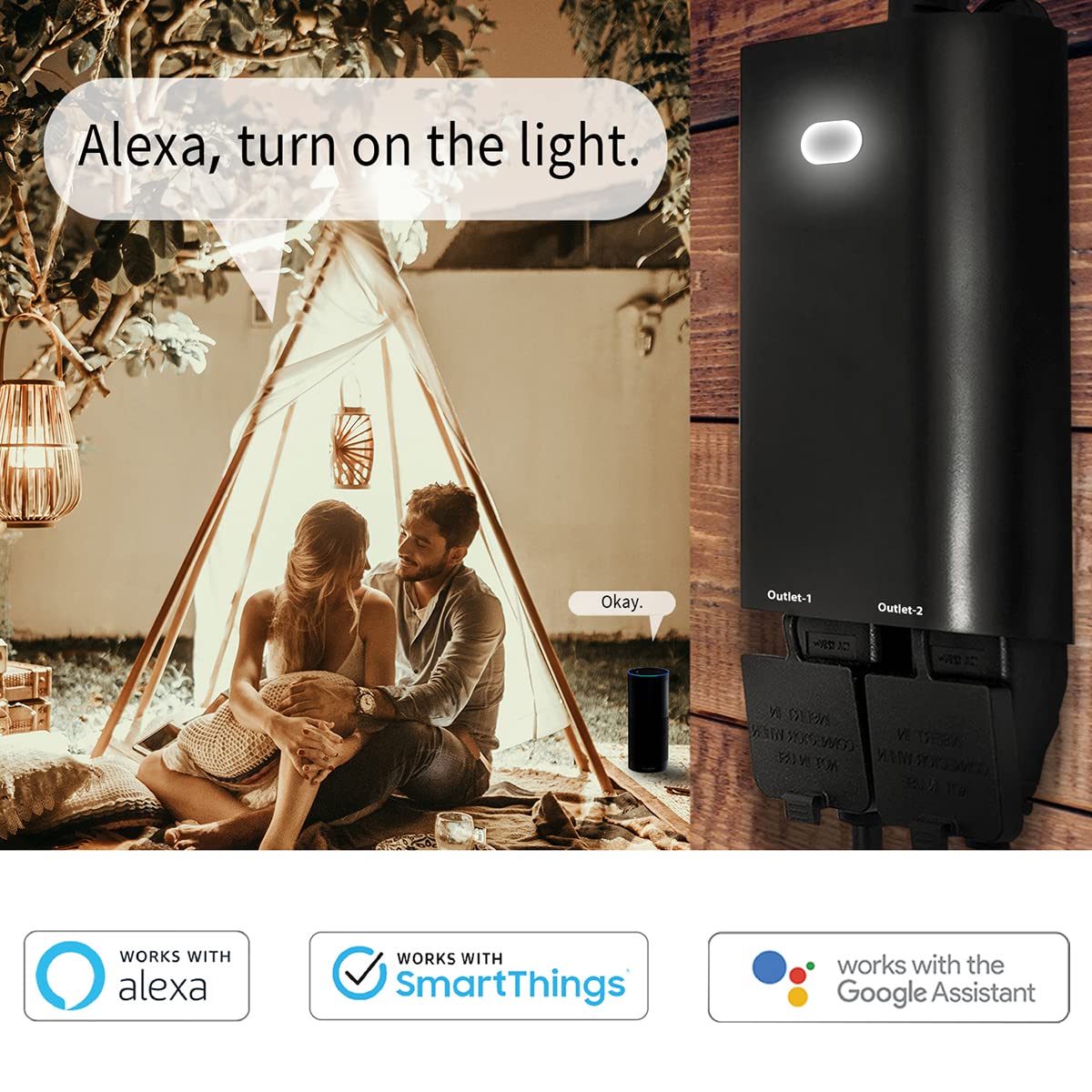 Z-Wave Dual Smart Outlet, Outdoor Zwave Smart Plug, Waterproof Dual On/Off Socket, Z Wave Hub Required, Built-in Repeater, Compatible with SmartThings, Wink, Alexa, Google Assistant - Image 4