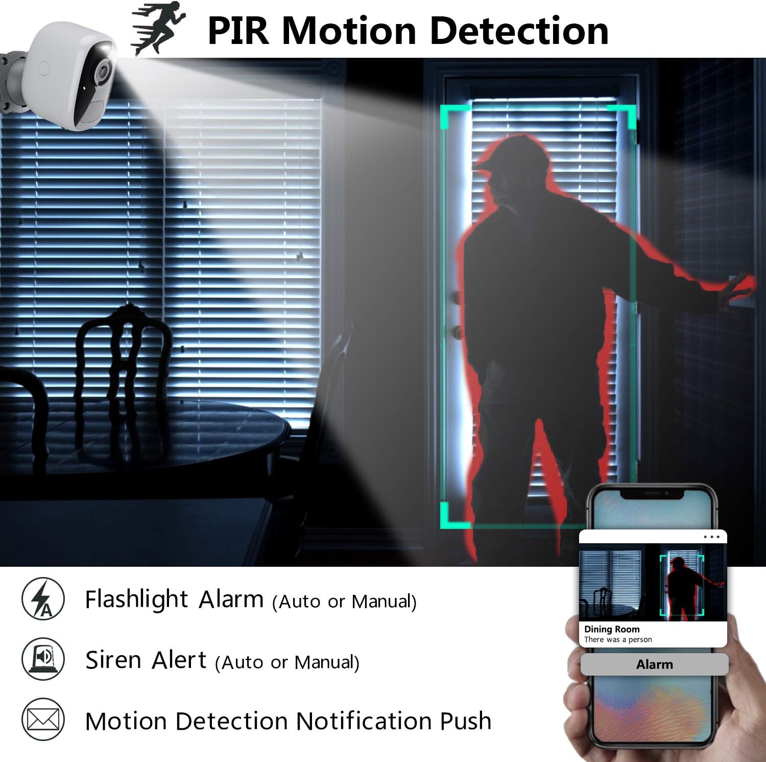 DCT Wireless Outdoor Security Camera: Magnetic, Battery-Powered, 2K Color Night Vision, Weatherproof, Motion Detection, 2-Way Audio, Spotlight & Alarm, SD/Cloud, Long Battery Life - Image 4