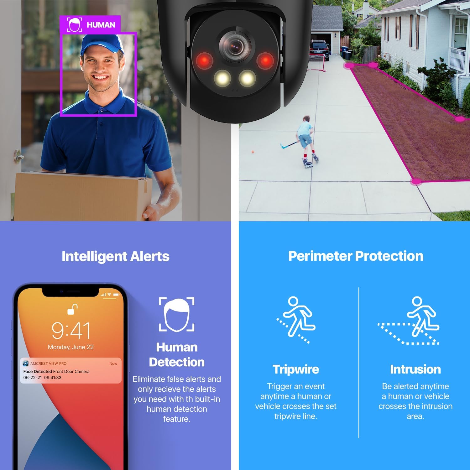 Amcrest 5MP UltraHD Mini AI Outdoor IP PoE Camera, Pan/Tilt Security IP Camera with Two-Way Audio, 98ft Full Color Night Vision, Active Deterrents, 5-Megapixel, Wide 104.8° FOV, IP5M-1190EW (White) - Image 5