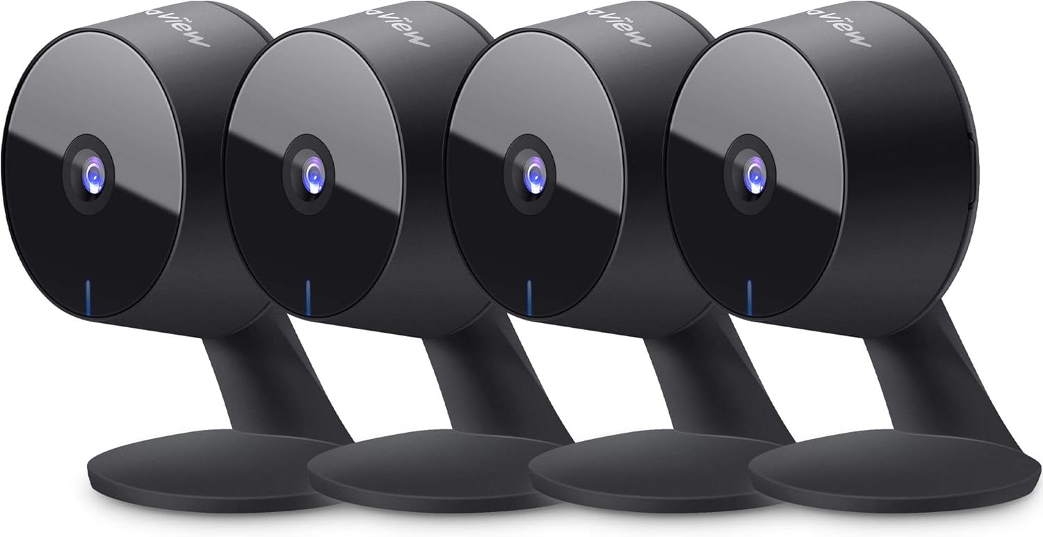 LaView Security Cameras 4pcs, Home Security Camera Indoor 1080P, Wi-Fi Cameras Wired for Pet, Motion Detection, Two-Way Audio, Night Vision, Phone App, Works with Alexa, iOS & Android & Web Access