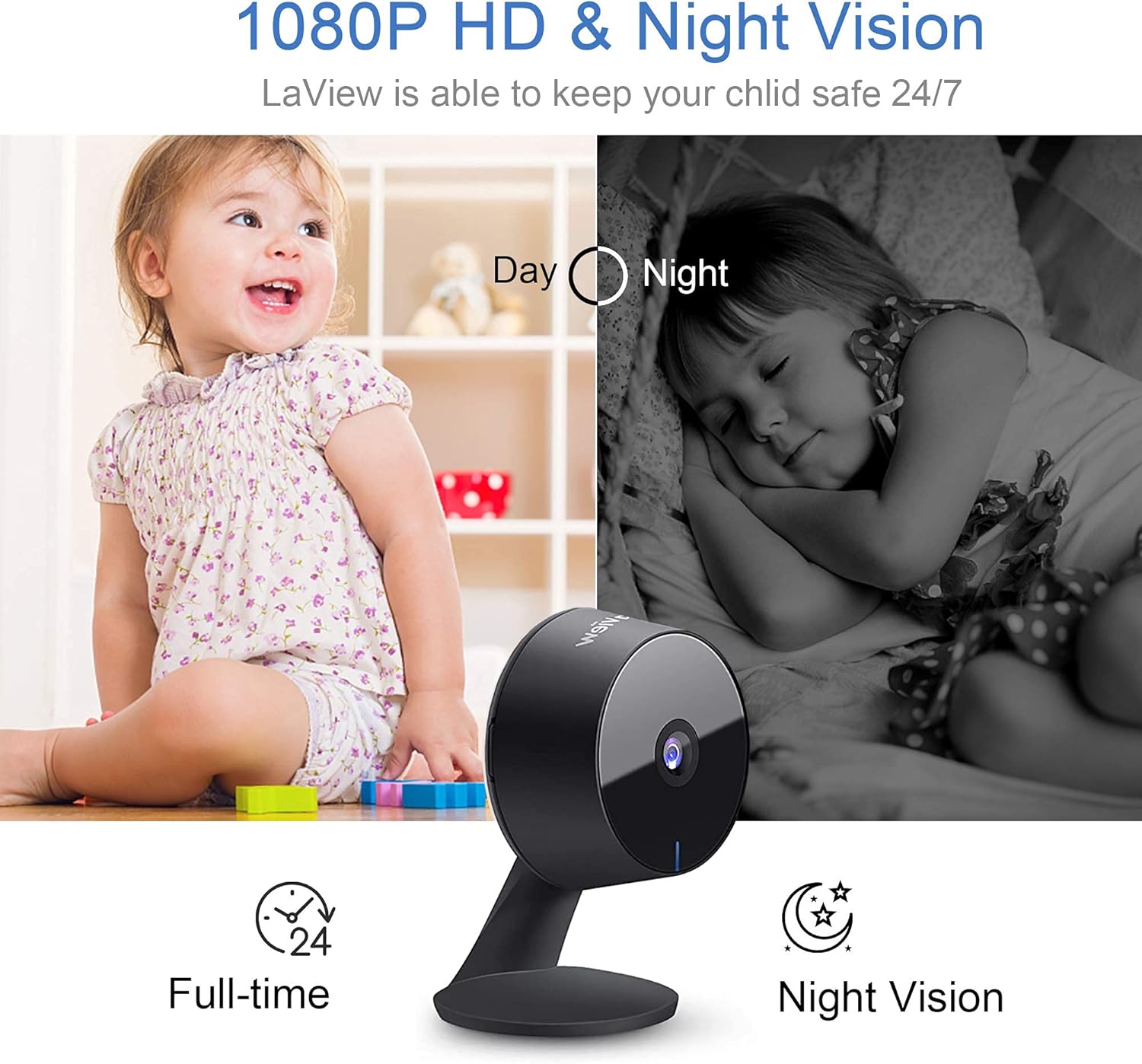 LaView Security Cameras 4pcs, Home Security Camera Indoor 1080P, Wi-Fi Cameras Wired for Pet, Motion Detection, Two-Way Audio, Night Vision, Phone App, Works with Alexa, iOS & Android & Web Access - Image 4