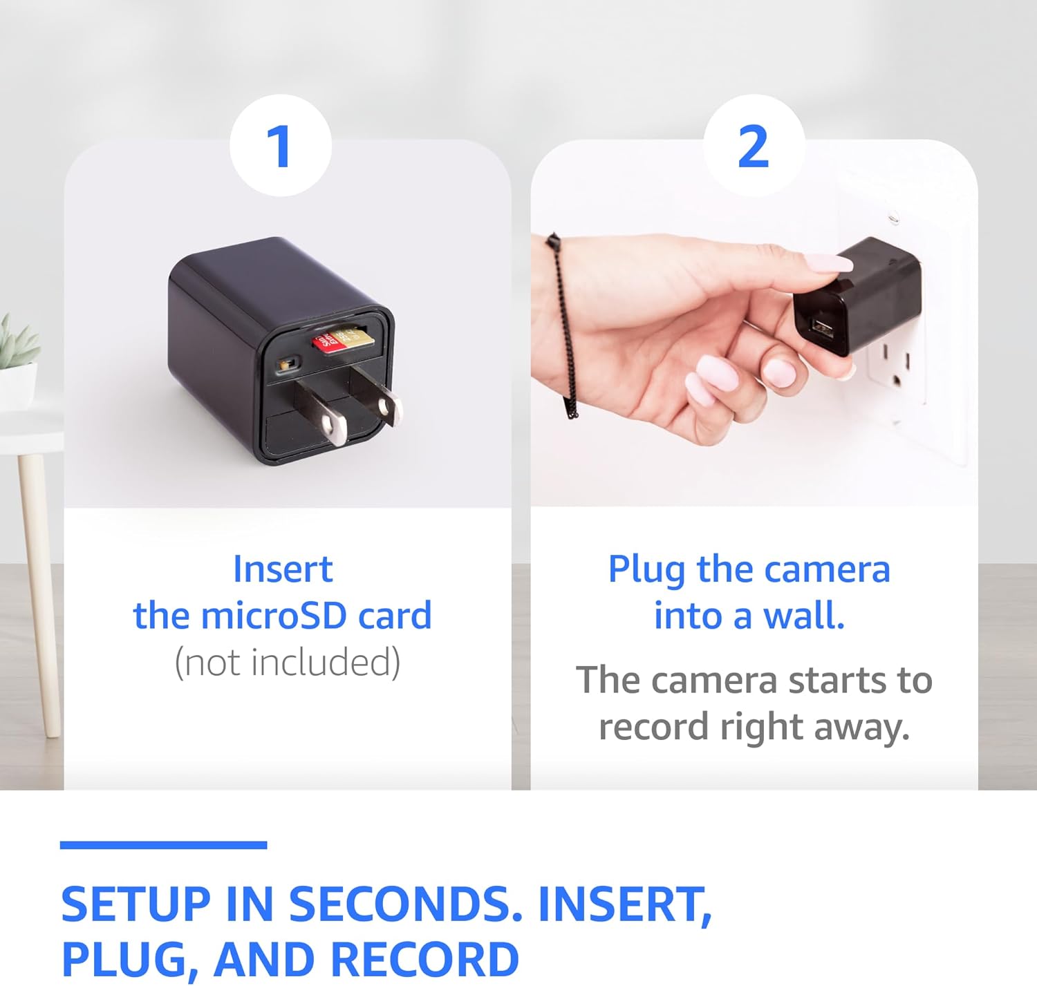 Plug-in Indoor Camera – Premium Full HD 1080P, 110° Wide View, Motion Detection – No WiFi Needed – Continuous Recording via microSD – Simple Plug-and-Go Setup for Home, Nanny & Pet Monitoring - Image 2