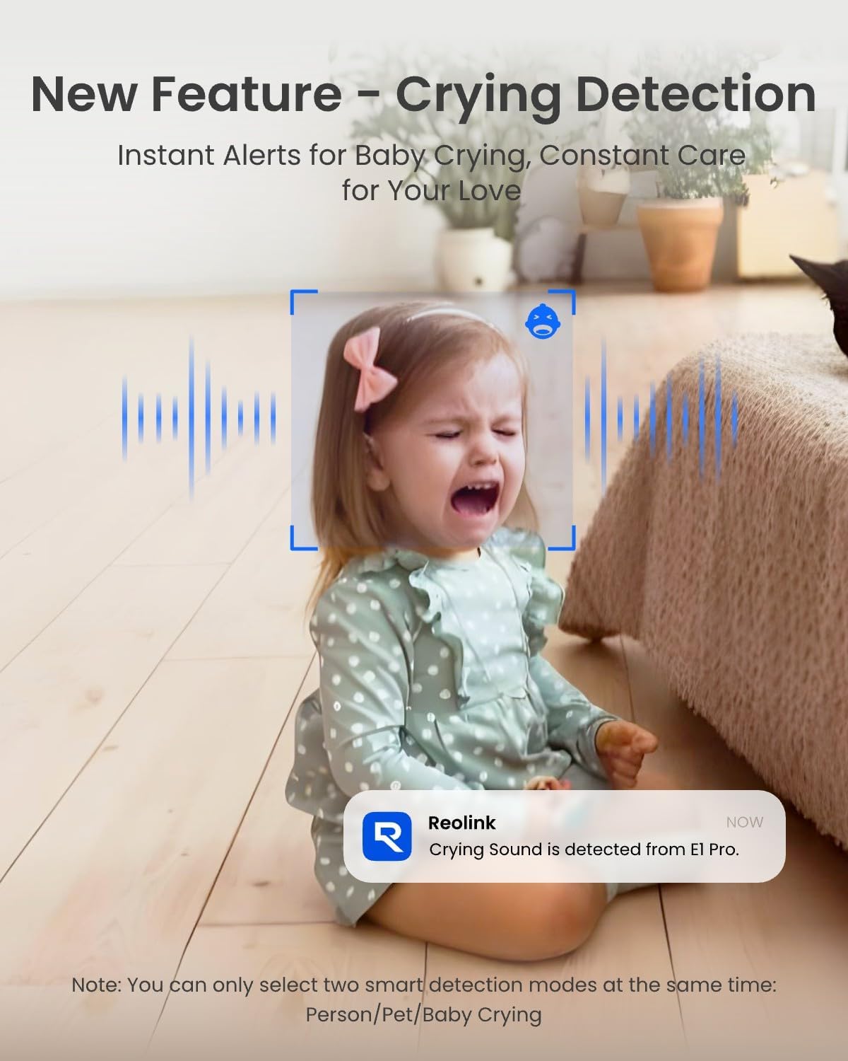 REOLINK E1 Pro(Black) 3K PT Wi-Fi Indoor Camera for Baby & Pet Monitoring, Auto Tracking, 5MP Night Vision Enhanced by F1.6 Aperture, Person/Pet/Baby Crying Detection, 2.4/5GHz Wi-Fi, Two-Way Audio - Image 4